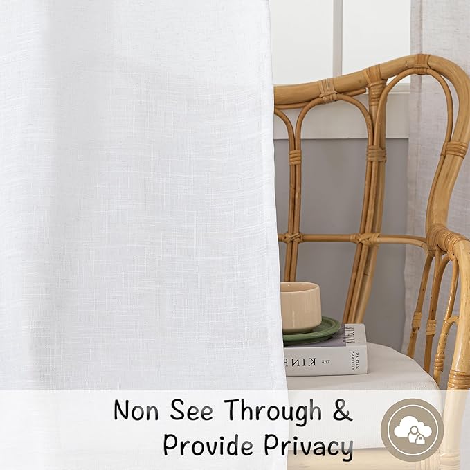 DONREN White Linen Back Tab Curtains 105 Inches Long 2 Panels - Image 4