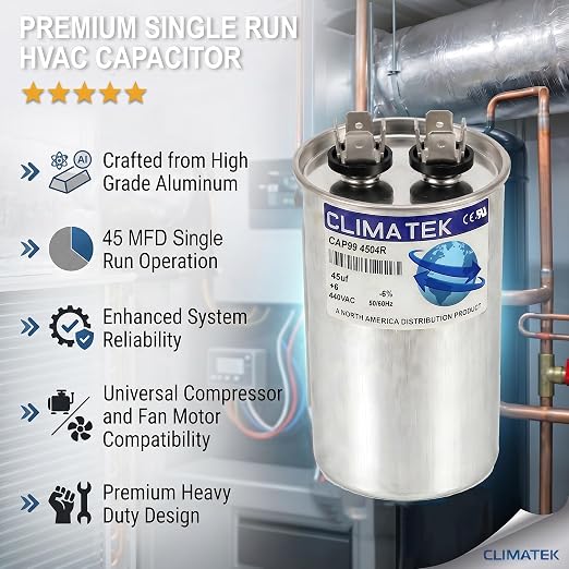 ClimaTek 45 MFD 370/440 Volt VAC Run Round Capacitor CAP99-4504R - Image 5