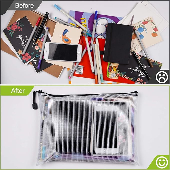 Mesh Zipper Pouch, B5 Size Tear-Resistant Document Pouch, Extra Large Zip File - Image 4