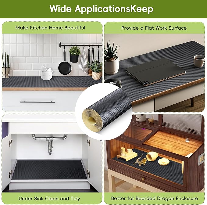 Wide Black Shelf Liner Roll, Peel and Stick Non Slip Cabinet Liner 13.8" x 13 FT - Image 8