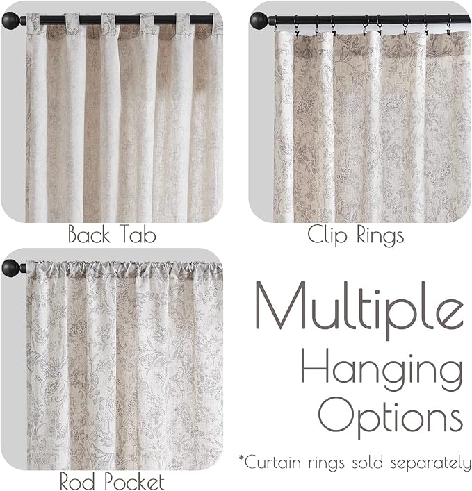 Vangao Floral Linen Curtains for Living Room 96 Inches Long Purple Grey - Image 6