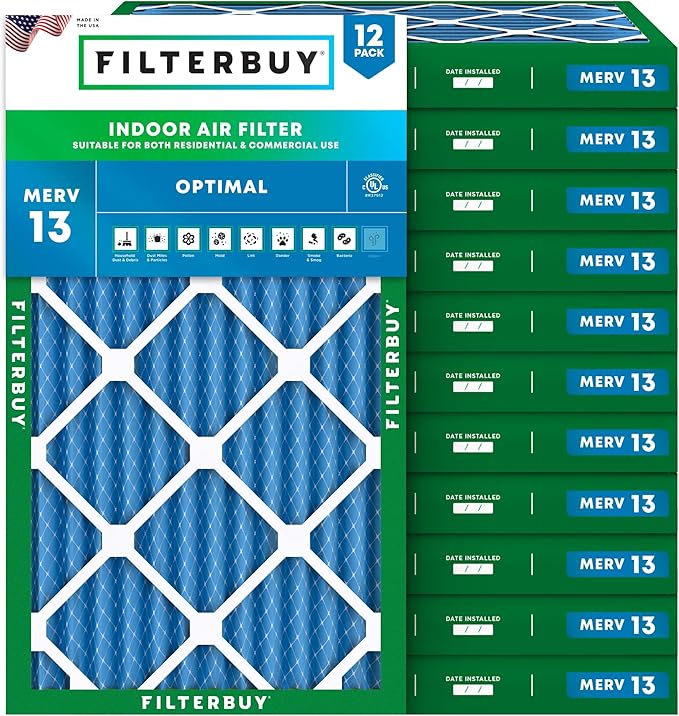 Filterbuy 20x30x2 Air Filter MERV 13 Optimal Smoke & Allergy Defense, by Filterbuy