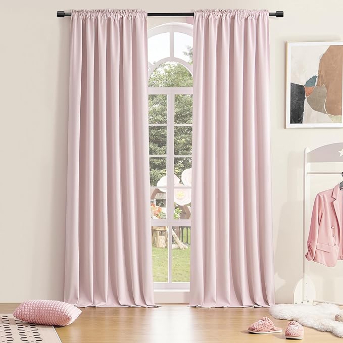 DONREN Blush Pink Room Darkening Soft Curtains by DONREN