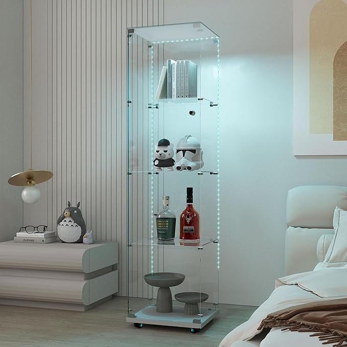 Yoluckea 4 Tiers Glass Display Cabinet - Image 5