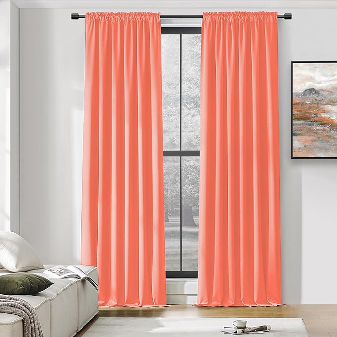 DONREN Room Darkening Rod Pocket Curtain Panels by DONREN