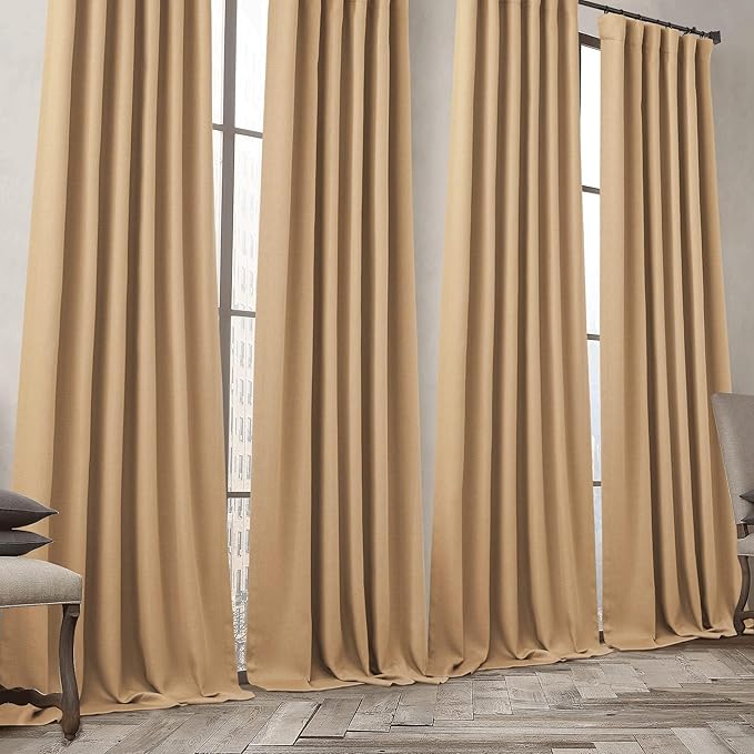 NICETOWN Thick Faux Linen Room Darkening Caramel Curtains 108 inches Long - Image 9