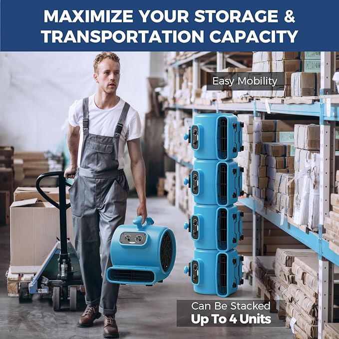 ALORAIR 1/3 Hp 2000 CFM Floor Drying Fan, Timer Air Mover Blower Fan - Image 5