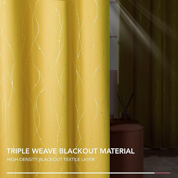 Deconovo Yellow Curtains, Thermal Insulated Soundoroof Pravicy Curtain - Image 5