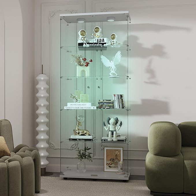 Yoluckea 5-Tier Glass Display Cabinet - Image 6