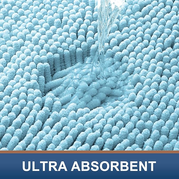 Smiry Luxury Chenille Bathroom Rugs 59x35, Extra Soft and Absorbent Shaggy Bath - Image 5