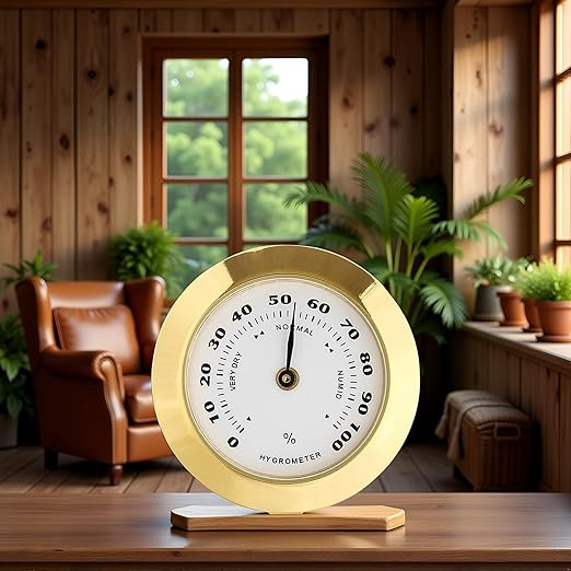 Gold Upgraded Hygrometer Humidity Meter Mini 38mm Round Glass Analog Hygrometer - Image 4