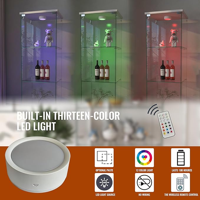 Yoluckea 3-Shelf Glass Display Cabinet - Image 3
