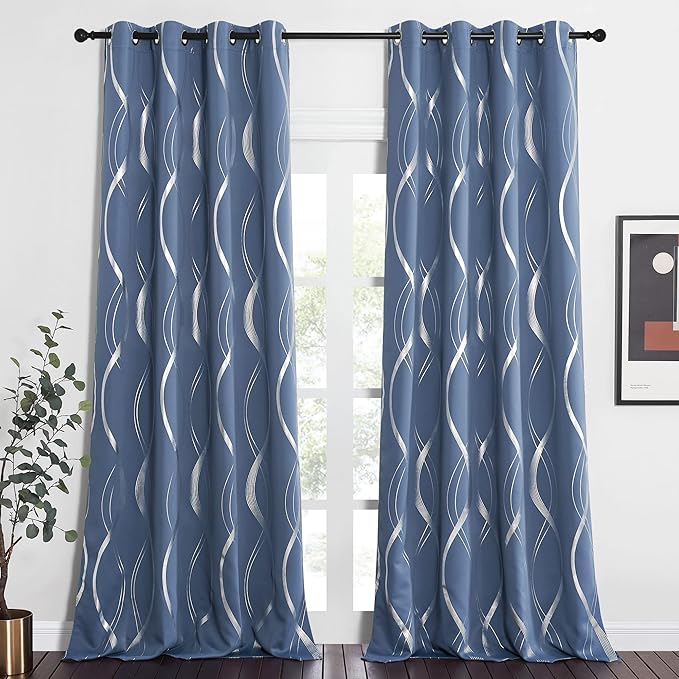 NICETOWN Living Room Curtains 102" Length 2 Panels Burg, Stone Blue, Extra Long - Image 2