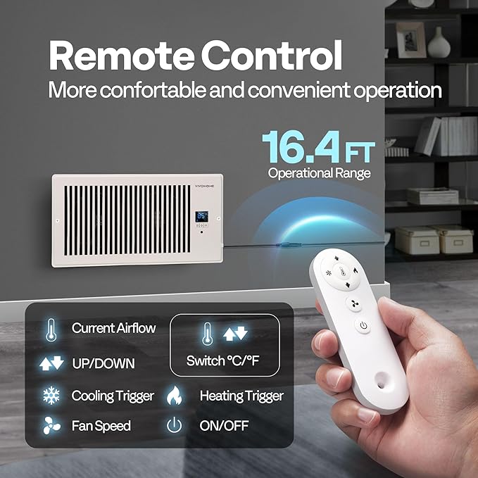 VIVOHOME 6"x12" Opening Smart Vent Register Booster Fan - Image 4