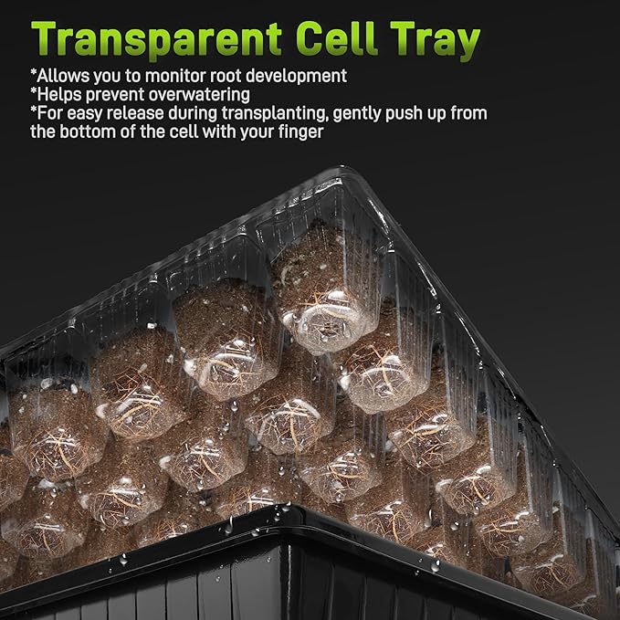 60-Cell Seed Starter Tray with Grow Light, Seedling Starter Trays with 4.08" - Image 8