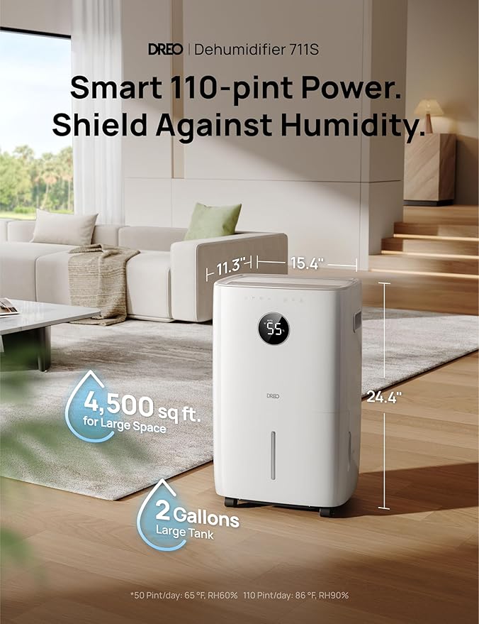 DREO 110-Pint Smart Dehumidifier - Image 2