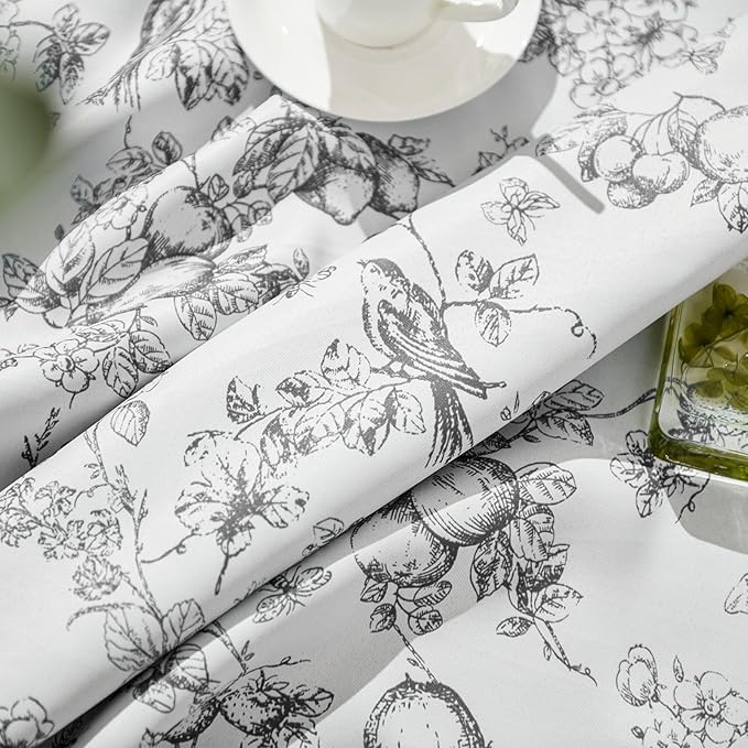 jinchan 95% Blackout Floral Curtains 84 Inches Long, Printed Flower Black - Image 4