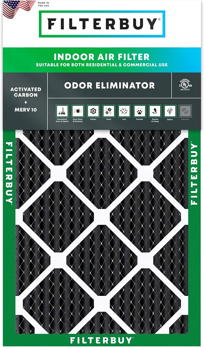 Filterbuy 12x25x1 Air Filter MERV 10 Odor & Allergy Defense by Filterbuy