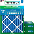Filterbuy 20x25x4 Air Filter MERV 13 Optimal Smoke & Allergy Defense, by Filterbuy