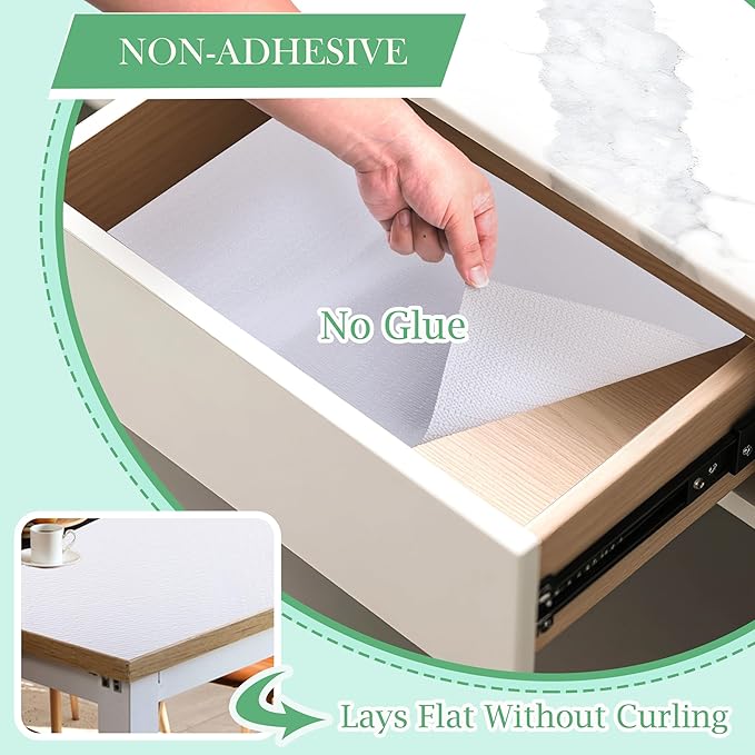 Shelf Liner for Kitchen Cabinets 12 Inch Wide X 20 Ft Non-Adhesive Drawer Liner - Image 3