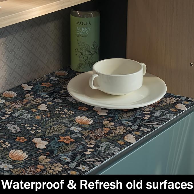 Vintage Floral Drawer Liner, Non-Adhesive and Strong Non-Slip Floral Shelf - Image 8