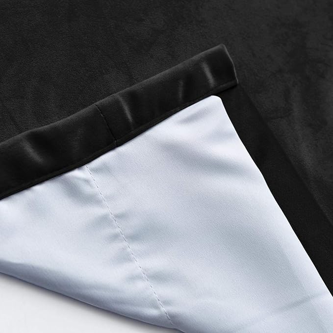 ChadMade Blackout Lined Premium Velvet Curtain Warm Black 72Wx96L Inch - Image 5
