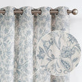 Vangao Blue Floral Linen Curtains by Vangao