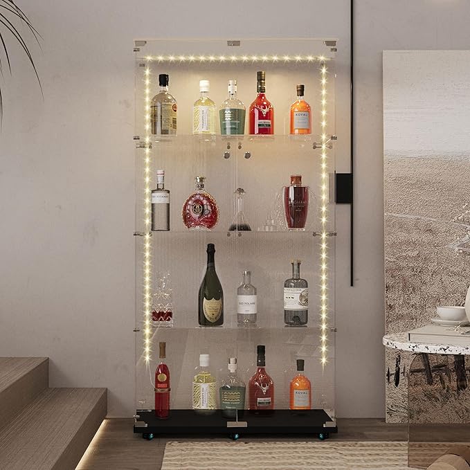 Yoluckea 4 Tiers Glass Display Cabinet - Image 6