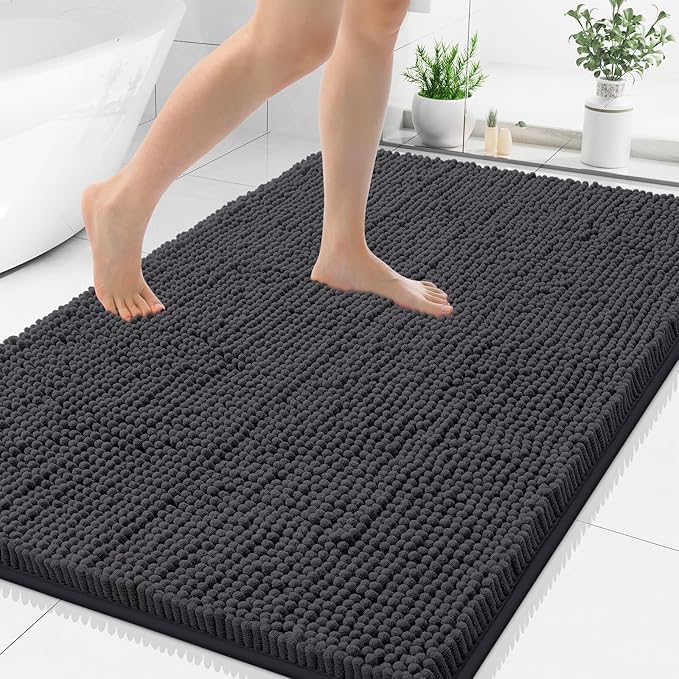 Smiry Luxury Chenille Bathroom Rugs 50x30, Extra Soft and Absorbent Shaggy Bath by Smiry