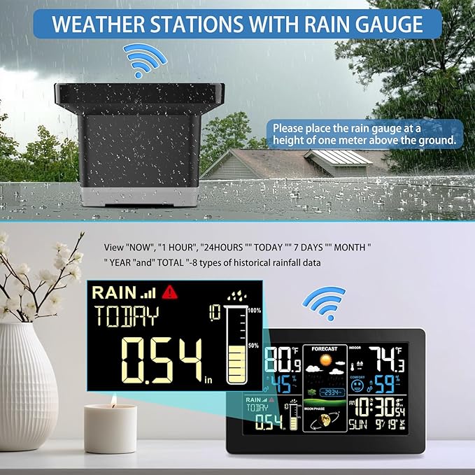Weather Station with Rain Gauge Outdoor, Home Weather Stations Wireless Indoor - Image 7
