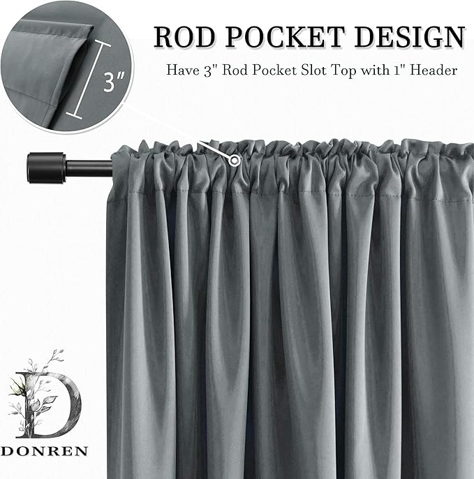 DONREN 96 Inches Long 2 Panels Blackout Curtain Panels - Image 4