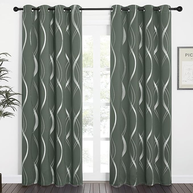 NICETOWN Blackout Curtains 84 inch Length 2 Panels Set, Dark Mallard, Noise - Image 2