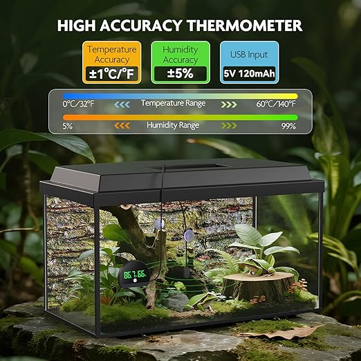 PAIZOO Reptile Thermometer Hygrometer, LED Reptile Tank Thermometer and - Image 4