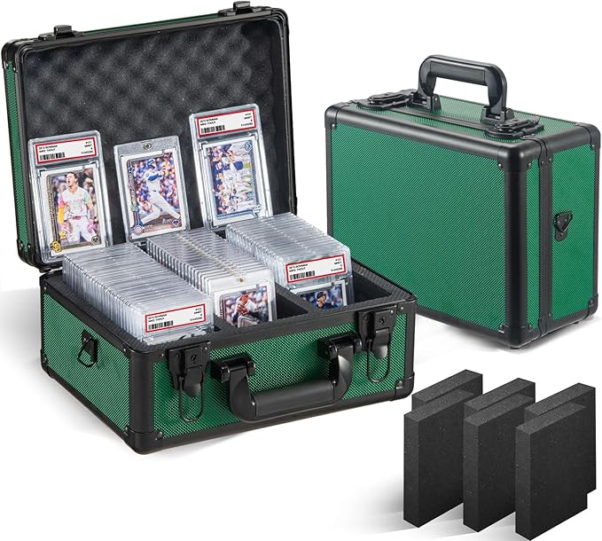 Graded Card Storage Box, Trading Cards Slab Carrying Case, 3 Row Green Hard by Unknown