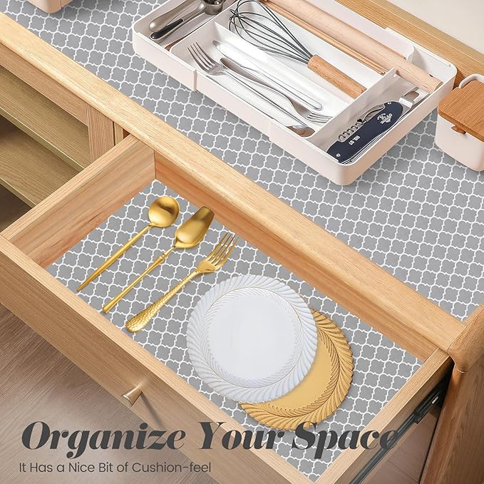 Drawer Shelf Liner for Kitchen Cabinets, Non Adhesive Slip Resistant Shelf - Image 7