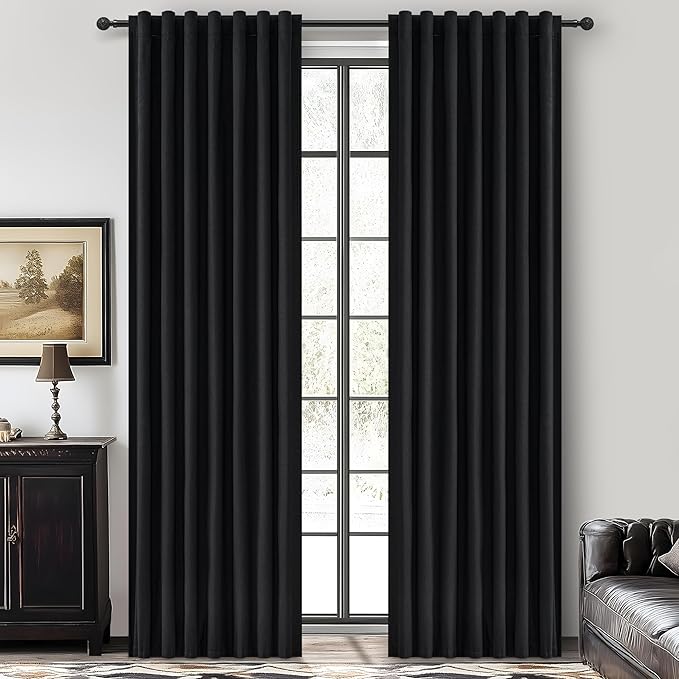 Unique 86 Inch Black Blackout Curtains by QJMYDECO