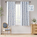 jinchan 95% Blackout Floral Curtains 63 Inch Length, Printed Flower Blue by JINCHAN