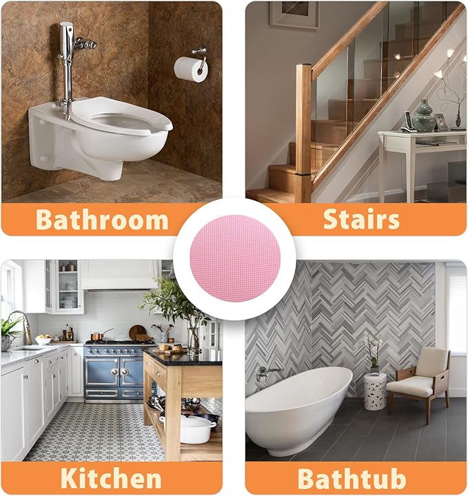24 PCS Bathtub Non Slip Stickers Pink Adhesive Decals Round Shape Anti Slip - Image 5