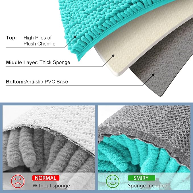 Smiry Luxury Chenille Bathroom Rugs 47x17, Extra Soft and Absorbent Shaggy Bath - Image 5