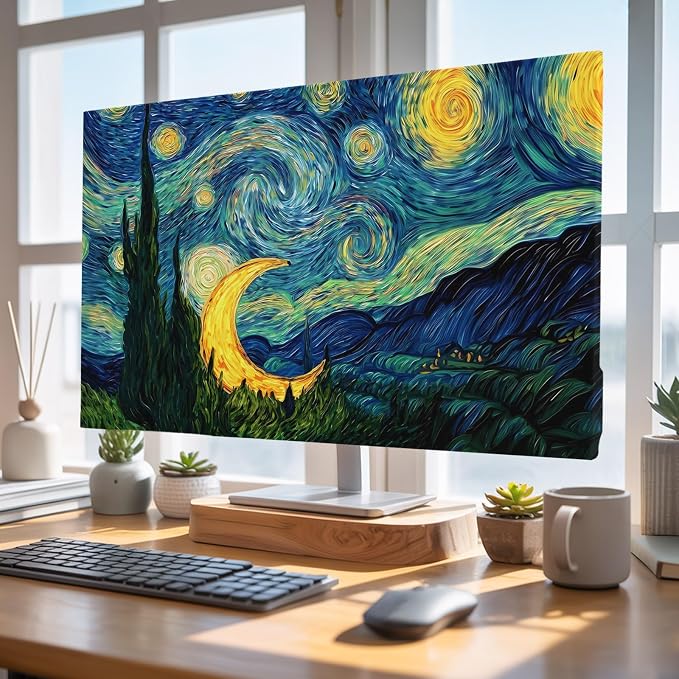 Starry Sky Moon Stars Forest Indoor TV Cover, Elastic TV Screen Protector Oil - Image 4