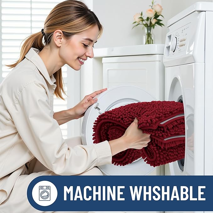 Smiry Luxury Chenille Bathroom Rugs 47x24, Extra Soft and Absorbent Shaggy Bath - Image 6
