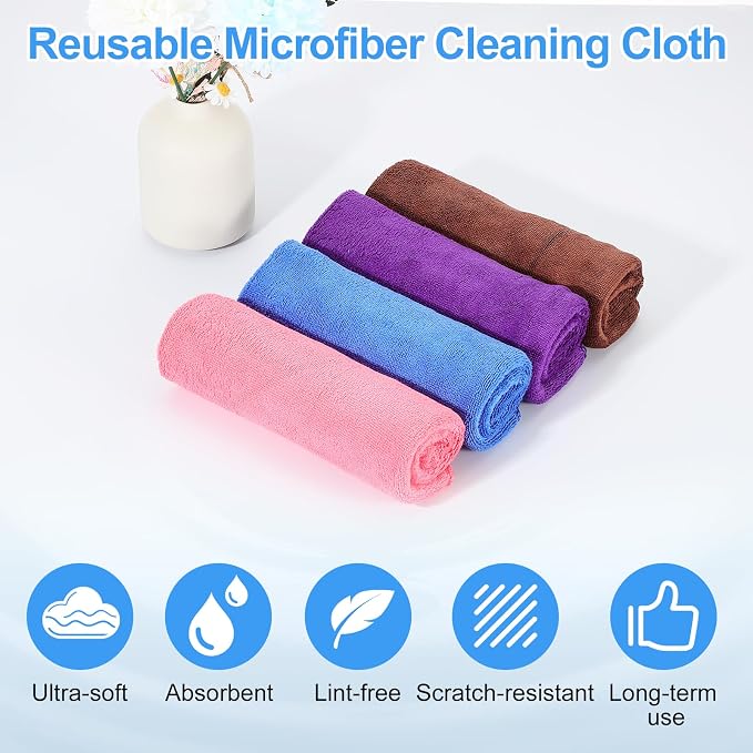 HARFINGTON 6 Pack Microfiber Cleaning Cloth, Rose Red - Image 3