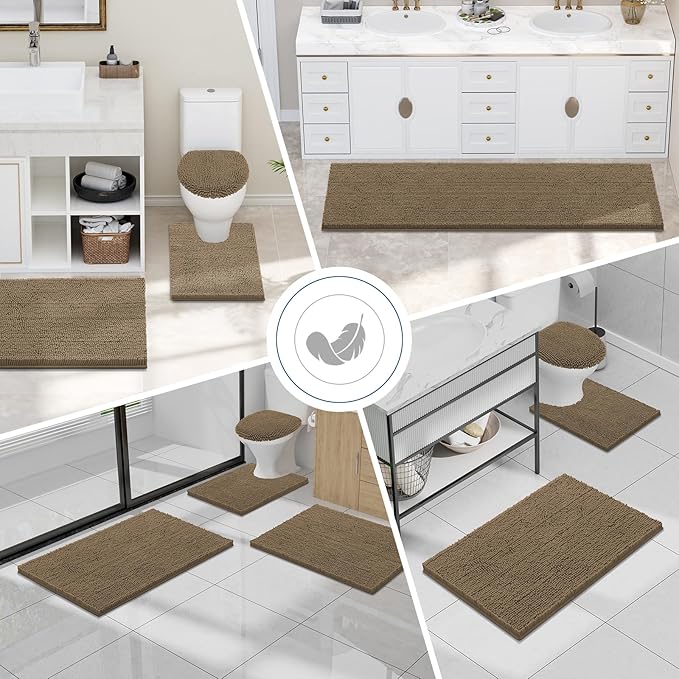 Smiry Luxury Chenille Bathroom Rugs 59x35, Extra Soft and Absorbent Shaggy Bath - Image 7