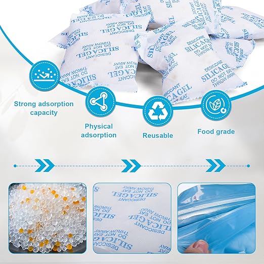 VOISEN 50 Gram 50 Pcs Color-Indicating Silica Gel Packets, Premium Food Grade - Image 3