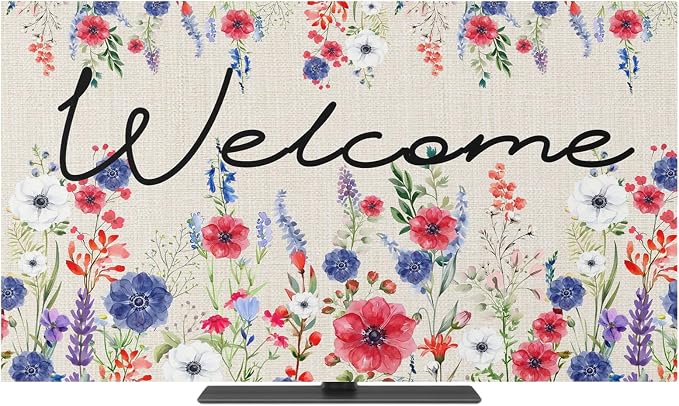 Watercolor Garden Poppy Floral Indoor TV Cover, Elastic TV Screen Protector - Image 2
