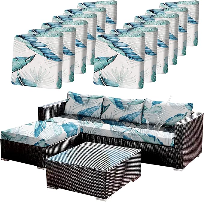 12Pcs Stretch Patio Cushion Covers Outdoor Couch Cover Replacement, Outdoor by CALBODE