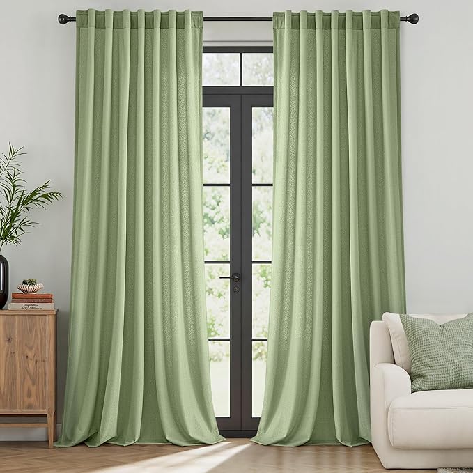 MIULEE Sage Green Thermal Insulated Curtains 96 Inch Long 2 Panels Set - Image 9
