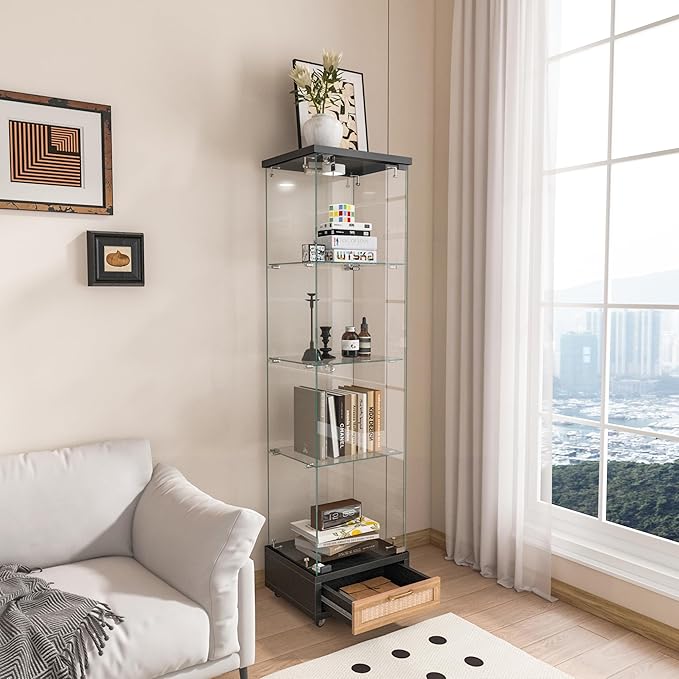 Yoluckea 4 Tiers Glass Display Cabinet - Image 6