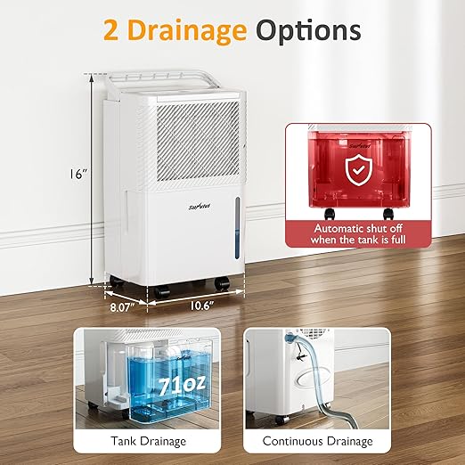 25 Pint Dehumidifier with Drain Hose: - Image 4
