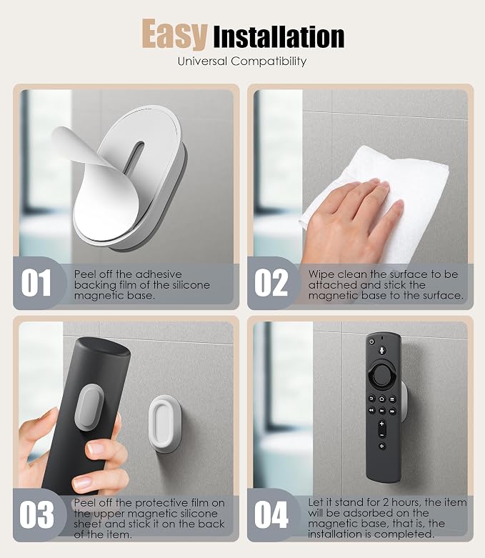 4 Pack Magnetic Remote Control Holder Wall Mount, Upgraded No Drill - Image 5